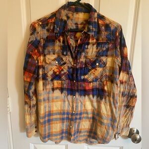 Acid Distressed Button Up Flannel - Size S